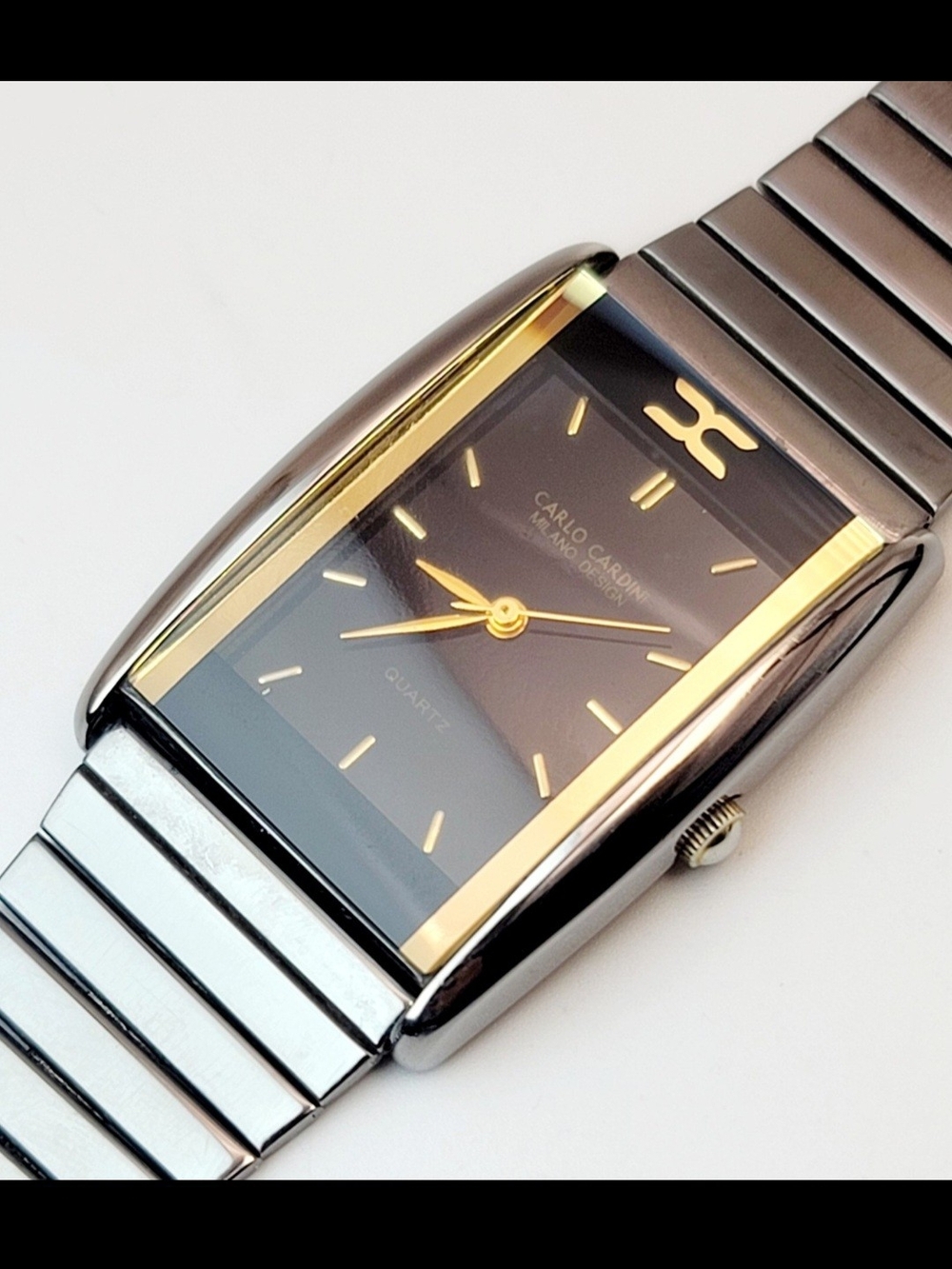 Carlo Cardini Milano Design C-05 Quartz Tank Watch Gold Tone Dress Style Unisex